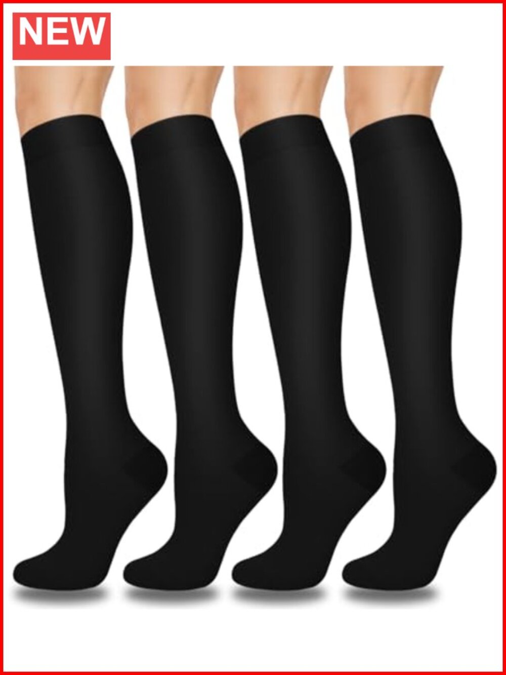 Compression Socks 4 Pairs 15-20 mmHg Knee High Athletic Support